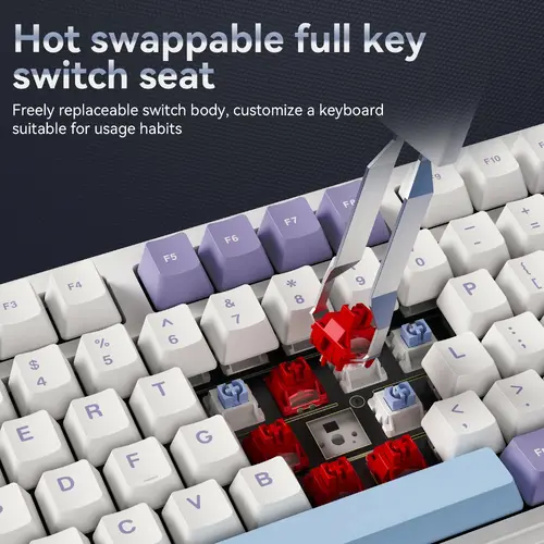 Ajazz геймърска механична клавиатура Wireless Gaming Mechanical Keyboard AK980 V2 - Gift Switch [Linear] (English US), Black, Gray - image 16