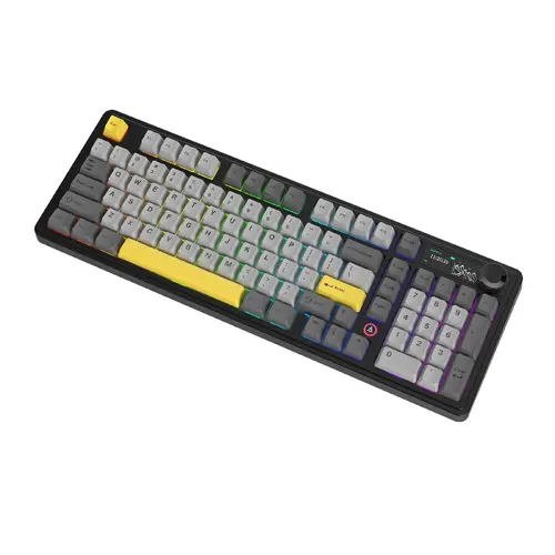 Ajazz геймърска механична клавиатура Wireless Gaming Mechanical Keyboard AK980 V2 - Gift Switch [Linear] (English US), Black, Gray - image 4