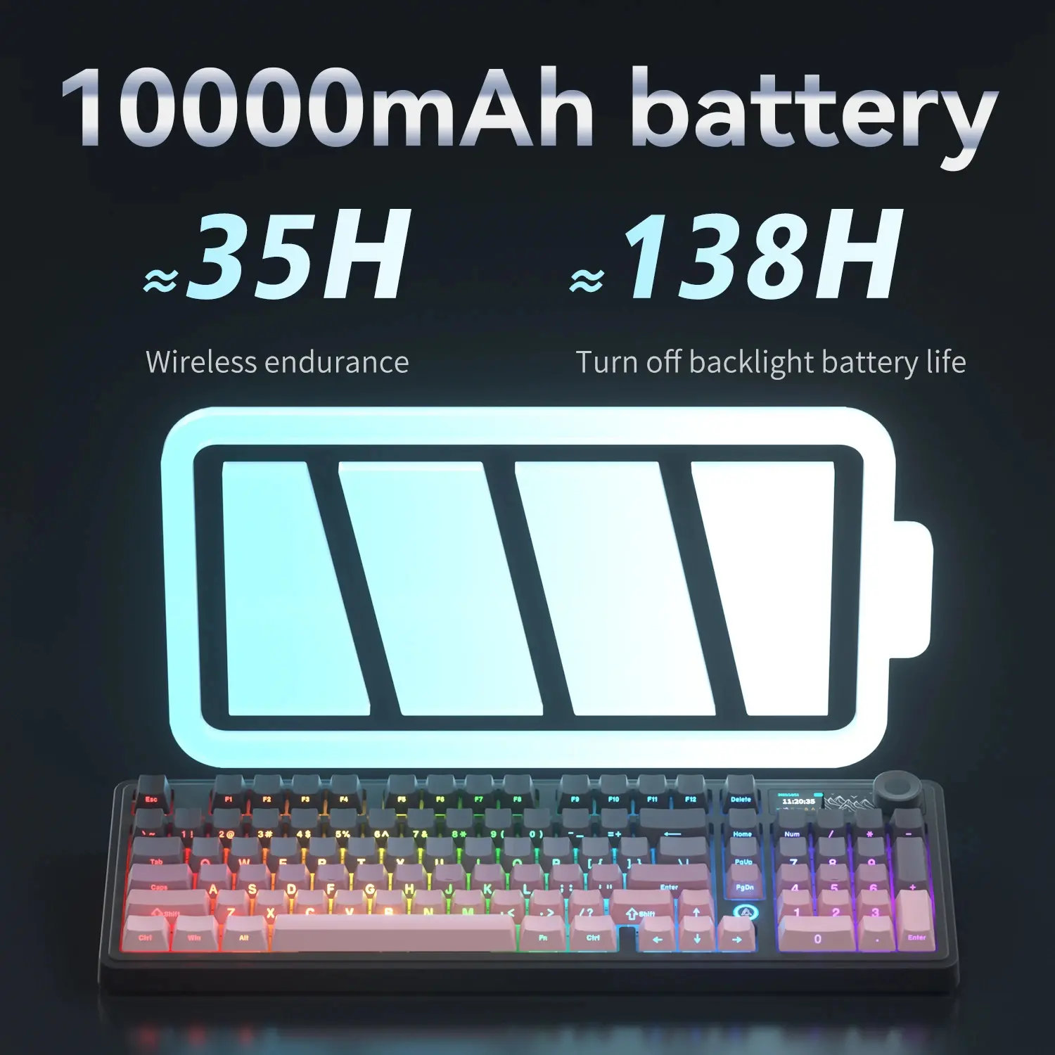 Ajazz tastatură mecanică de gaming Tastatură mecanică wireless de gaming AK980 V2 - Gift Switch [Linear] (engleză US), negru, gri - image 8