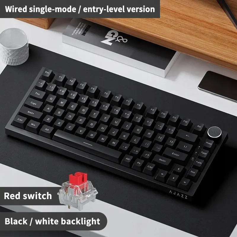 Ajazz геймърска механична клавиатура Gaming Mechanical Keyboard AK820 - Red Switches [Linear] (English US), Black, White Backlight - image 2
