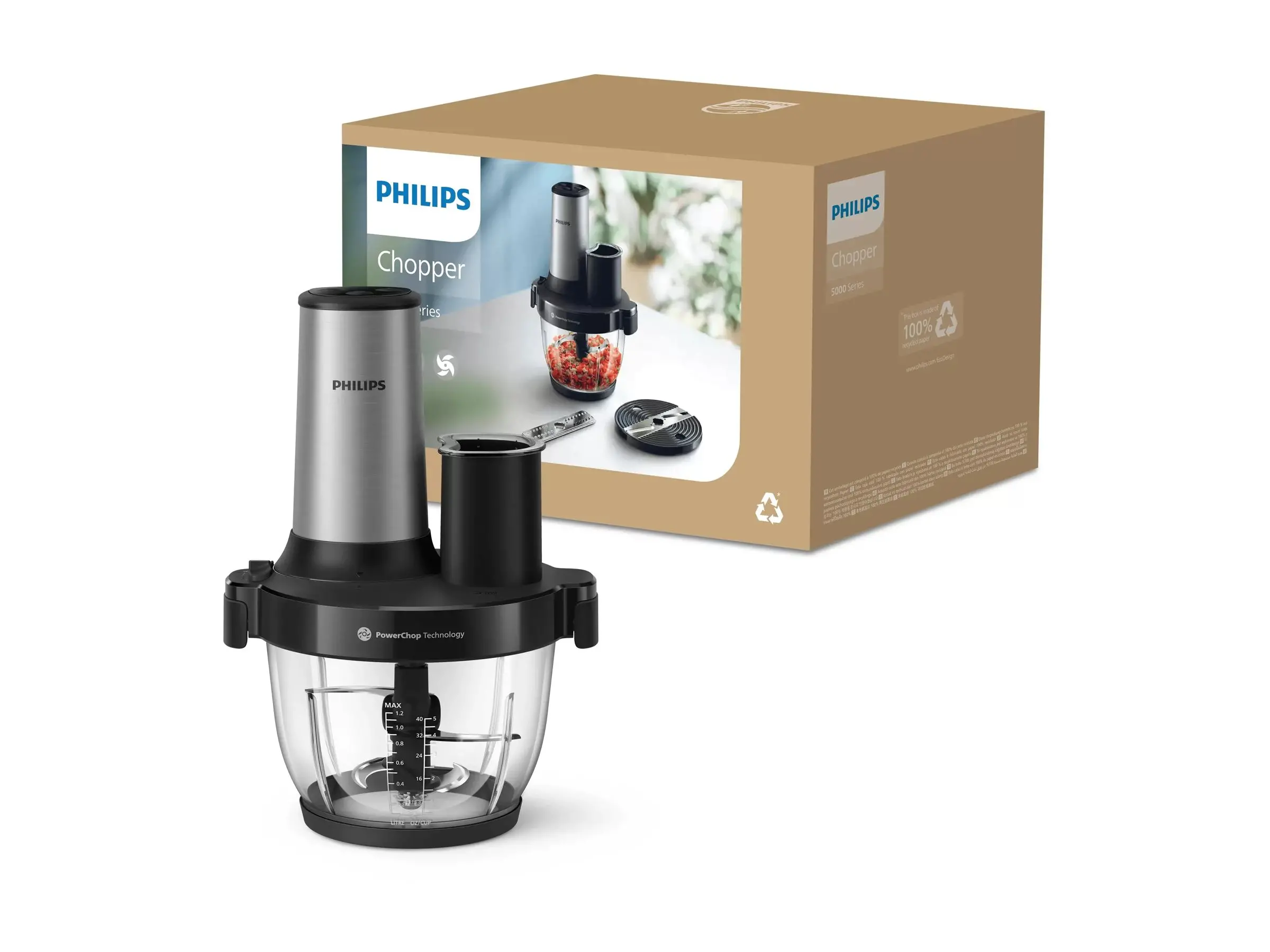 PHILIPS Уред за нарязване 3в1 Series 3000 450W PowerChop technology купа 2л 4 скорости