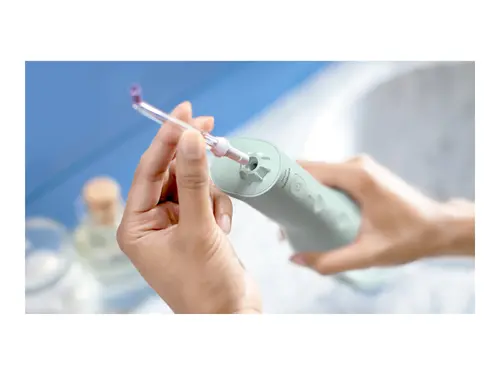 PHILIPS Επαναφορτιζόμενο Power Flosser 3000 2 λειτουργίες καθαρισμού 3 εντάσεις δοχείο 250ml εύκολο στο γέμισμα πράσινο μέντας - 3