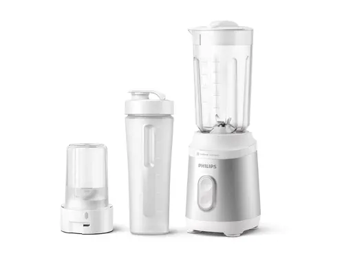 PHILIPS Mini Blender Series 3000 350W ProBlend 2 setări de viteză râșniță pentru condimente sticlă de voiaj alb - 1