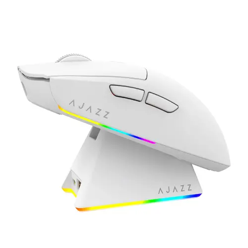 Ajazz mouse profesional de gaming AJ139 V2 MC - Mouse Gaming Wireless - 1K, Stație de încărcare magnetică, Alb - 1