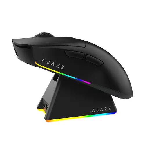 Mouse profesional de gaming Ajazz AJ139 V2 MC - Wireless Gaming Mouse - 1K, Stație de încărcare magnetică, Negru - 1