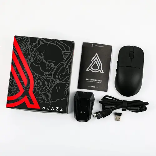 Ajazz mouse profesional de gaming AJ159P MC - Mouse wireless de gaming - 1K, bază de încărcare magnetică, negru - 12