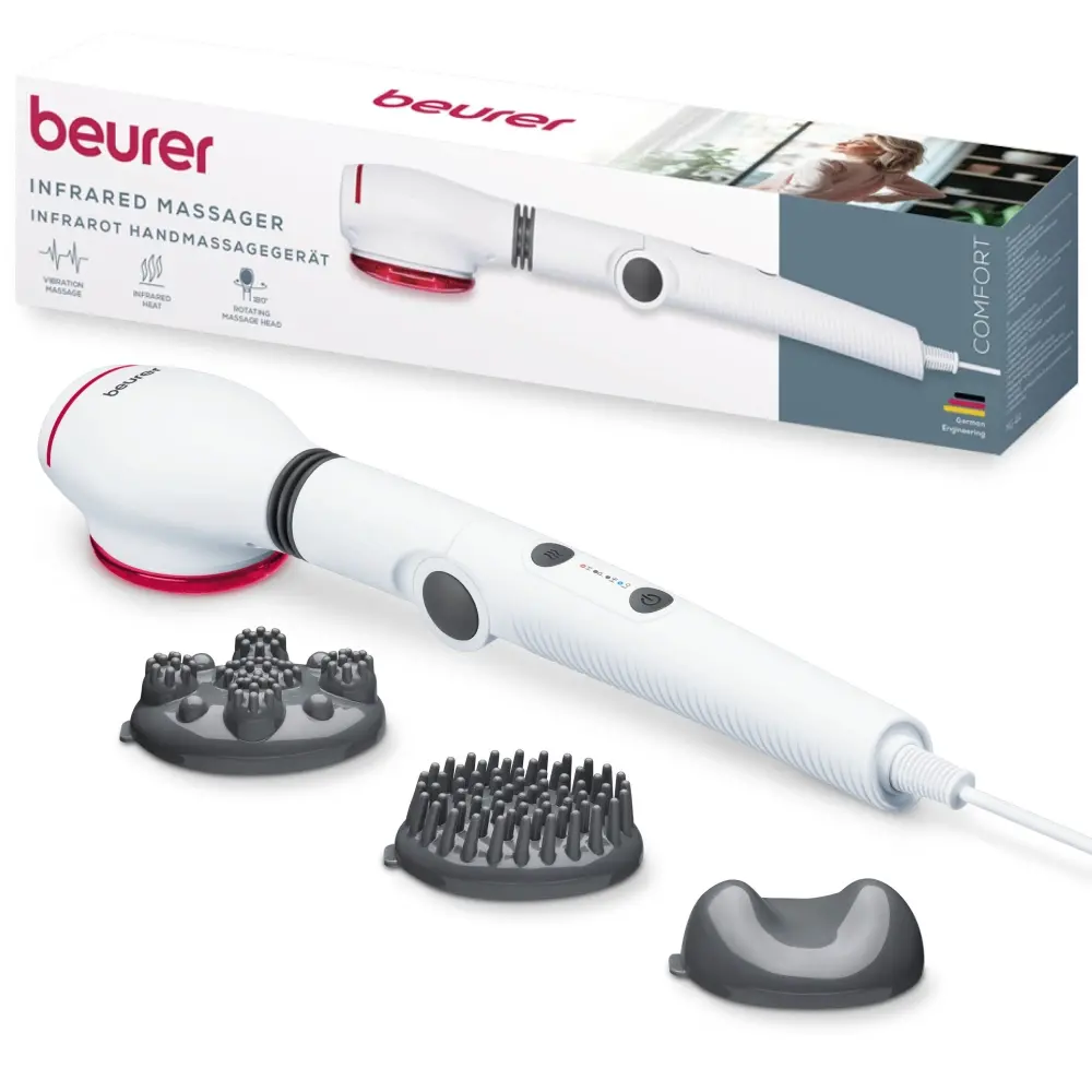 Масажор, Beurer MG 44 infrared massager; Soothing vibration massage; Rotating massage head and 3-way adjustable handle; Infrared heat; 3 function levels; 4 interchangeable massage attachments - image 6