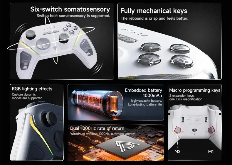 Ajazz геймпад Gamepad Set GP100 - Wireless, Bluetooth, 1000Hz - White - image 11