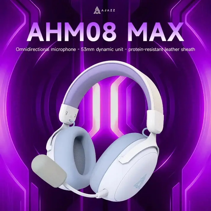 Ajazz ασύρματα ακουστικά gaming Wireless Gaming Headphones - AHM08 MAX Purple, White, Blue - Bluetooth, 2.4G - image 6