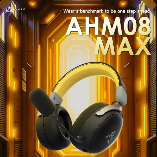 Ajazz безжични геймърски слушалки Wireless Gaming Headphones - AHM08 MAX Black, Gray, Yellow - Bluetooth , 2.4G - image 12