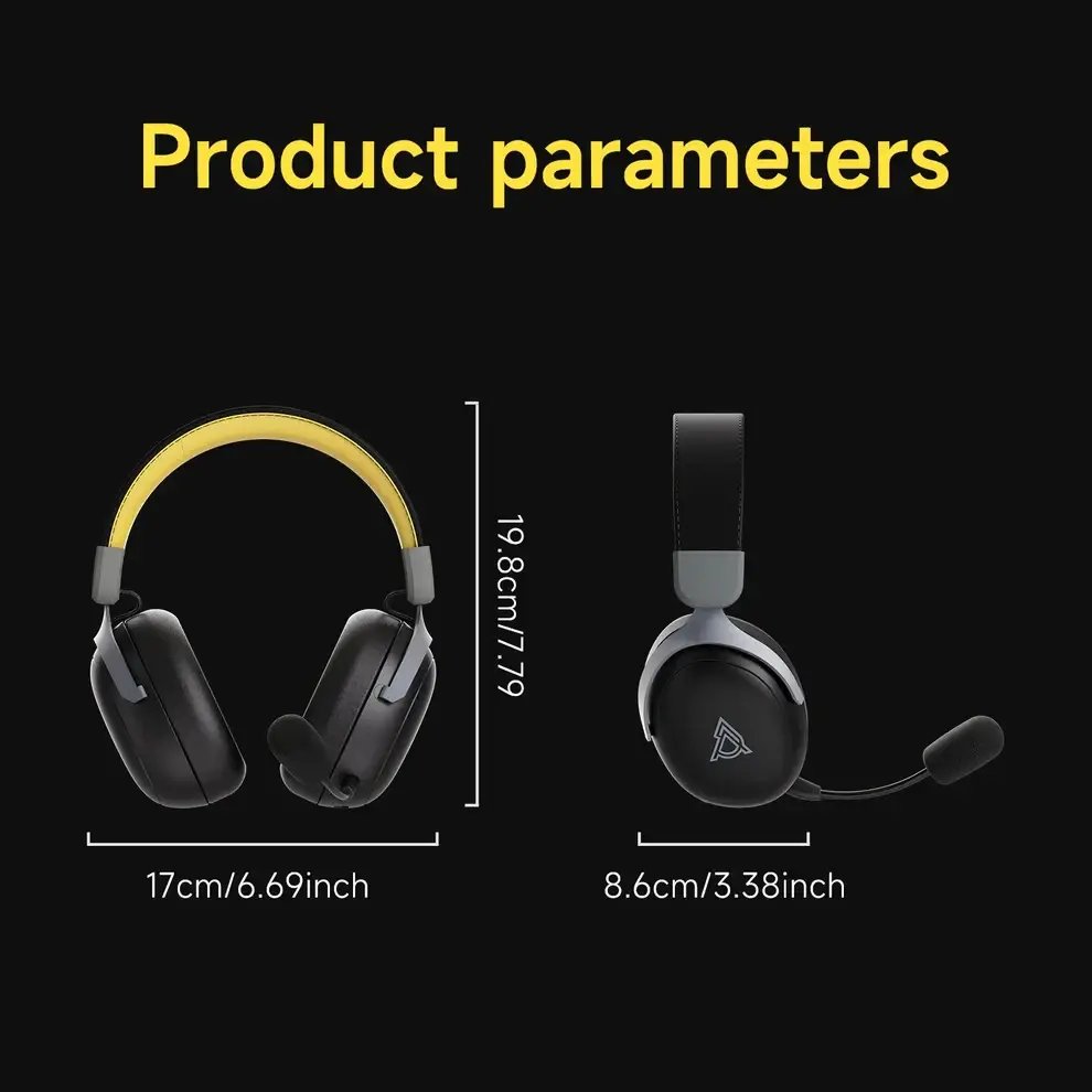 Ajazz безжични геймърски слушалки Wireless Gaming Headphones - AHM08 MAX Black, Gray, Yellow - Bluetooth , 2.4G - image 6