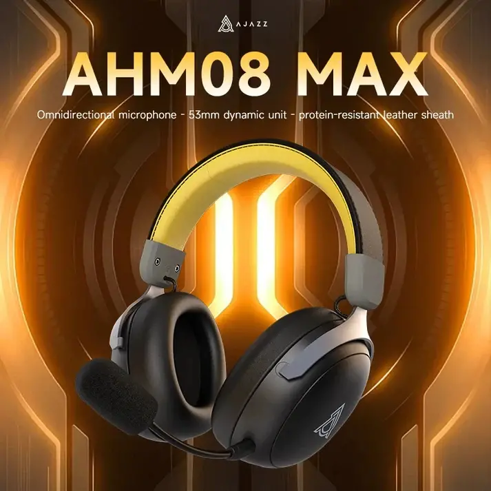 Ajazz căști gaming fără fir Wireless Gaming Headphones - AHM08 MAX Black, Gray, Yellow - Bluetooth, 2.4G - image 9