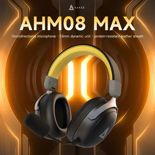 Ajazz ασύρματα ακουστικά gaming Wireless Gaming Headphones - AHM08 MAX Black, Gray, Yellow - Bluetooth, 2.4G - 10