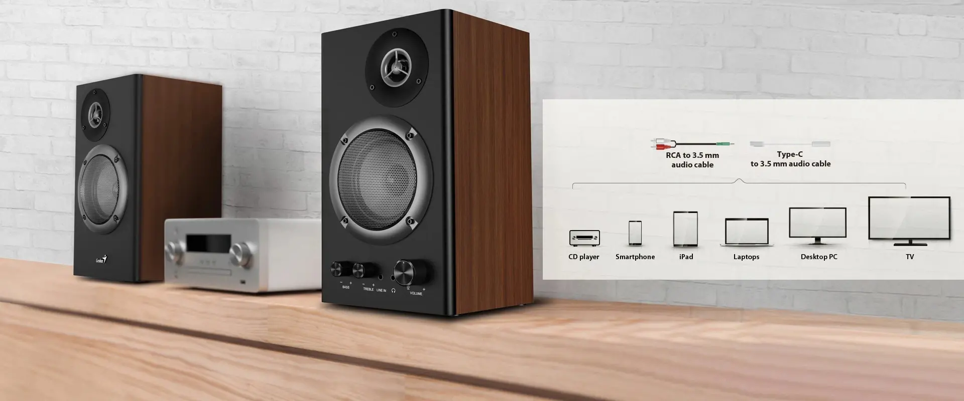 Genius тонколони Speakers 2.0 - SP-HF1200B - 36W RMS, Wood - image 4