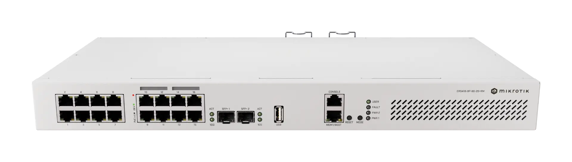 Комутатор MikroTik CRS418-8P-8G-2S+RM, 8x GbE PoE+, 8x GbE, 2x SFP+, 1x USB 3.0 - image 1