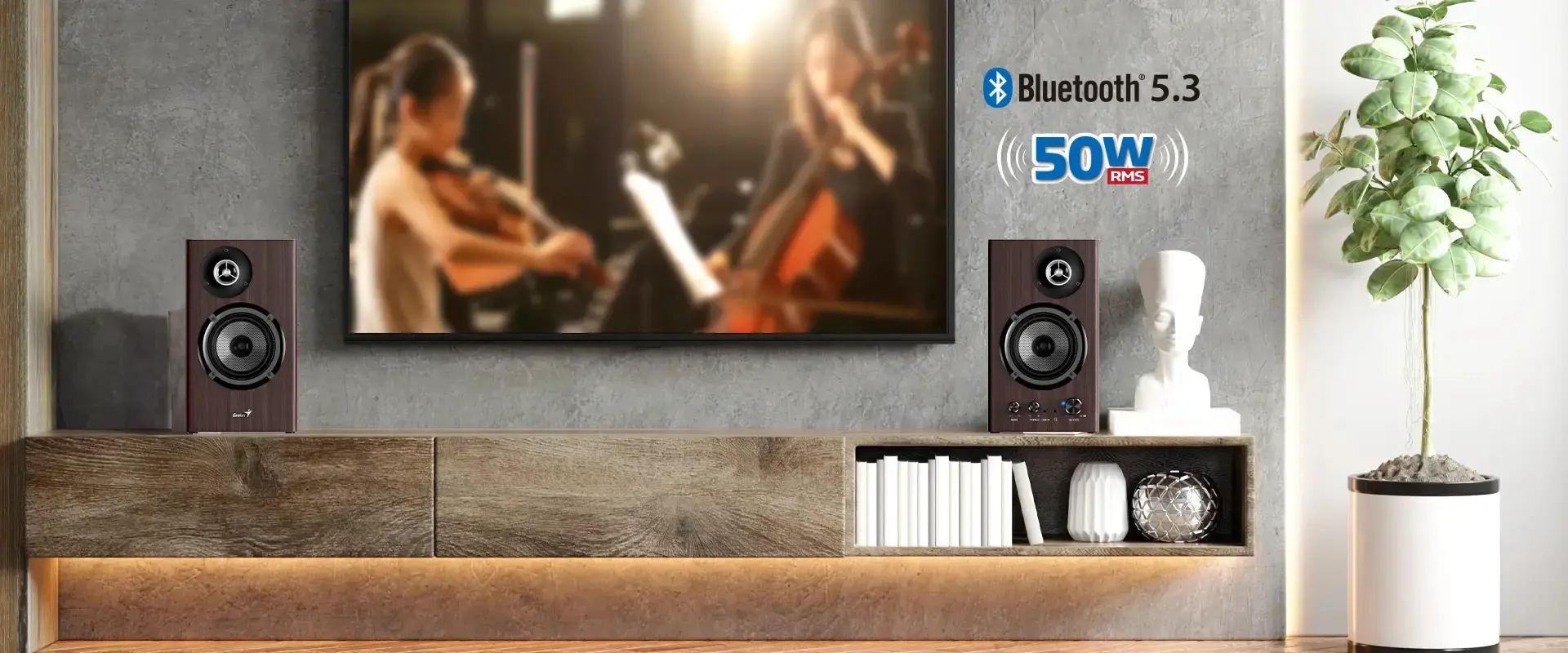 Genius тонколони Speakers 2.0 - SP-HF1812BT - 50W RMS, Bluetooth 5.3, Pine Wood - image 6
