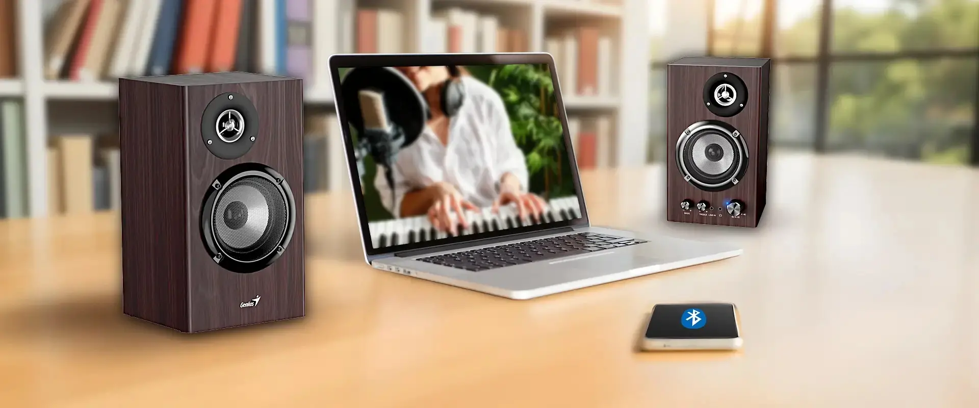 Genius тонколони Speakers 2.0 - SP-HF1812BT - 50W RMS, Bluetooth 5.3, Dark Brown - image 7