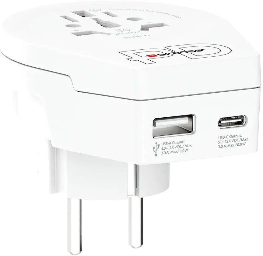 Адаптер SKROSS World to Europe 1500295E, USB, Бял - image 1