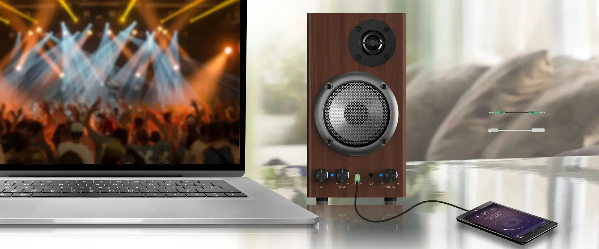 Genius тонколони Speakers 2.0 - SP-HF500B - 16W RMS, 3D Surround, Wood - image 5
