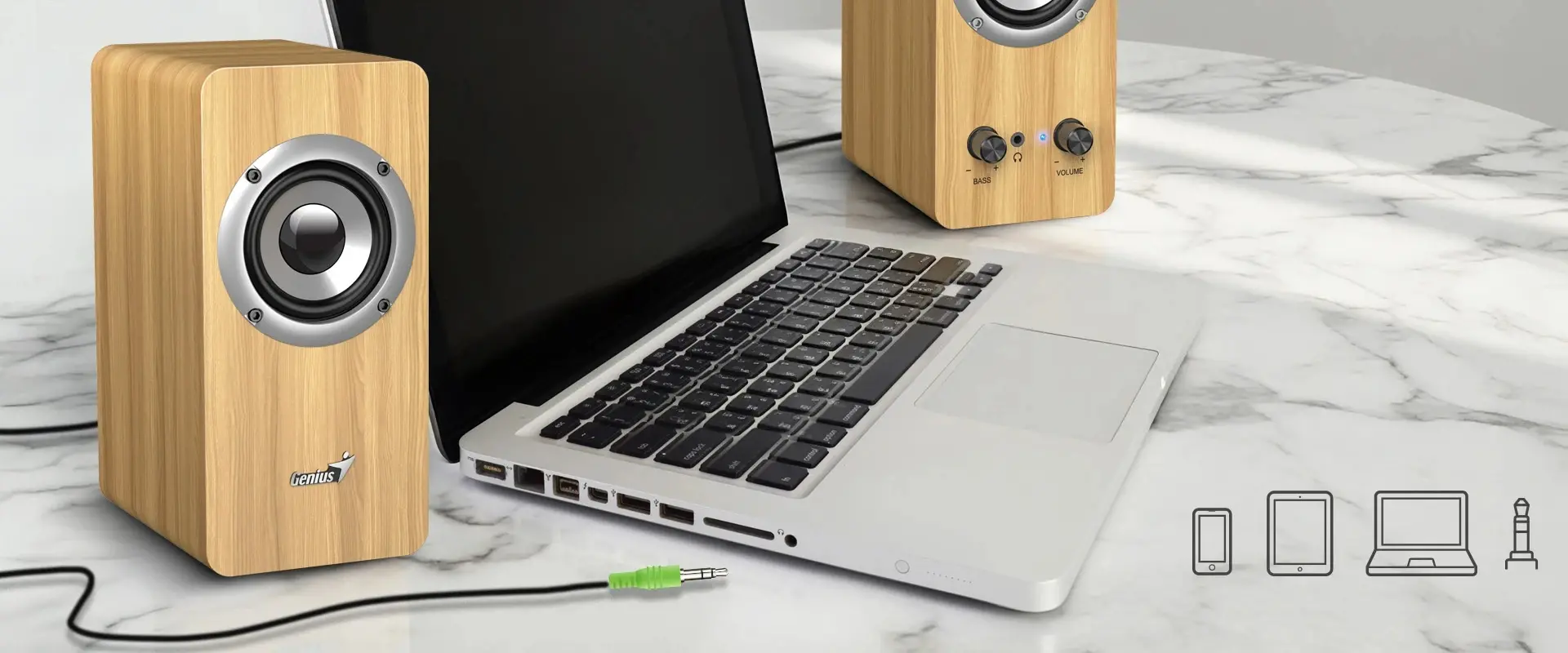 Genius тонколони Speakers 2.0 - SP-HF400 - 10W RMS, Pine Wood - image 4