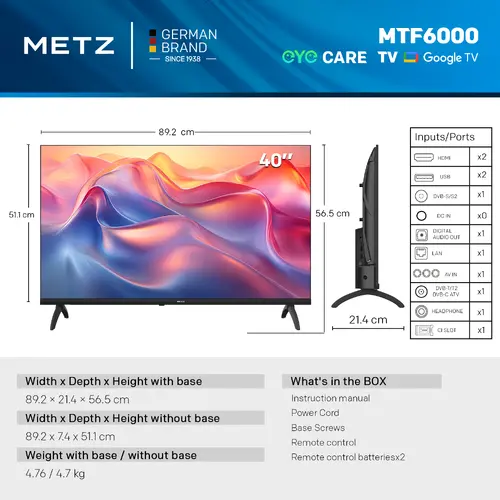 METZ Телевизор 40MTF6000Z 40" FullHD, LED TV, черен - image 3