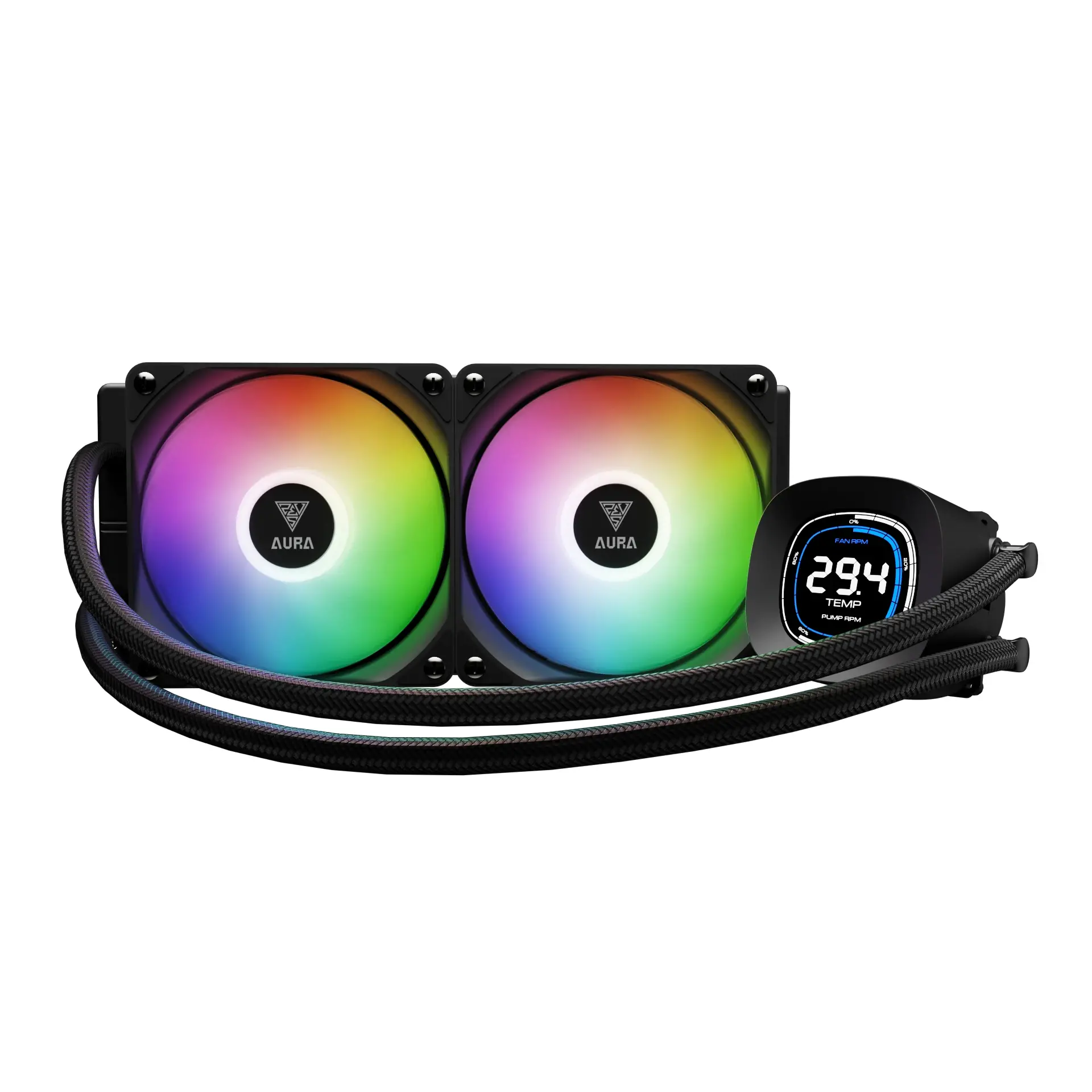Gamdias водно охлаждане Water Cooling 240mm - AURA GL240 DIGITAL - Digital Display, aRGB