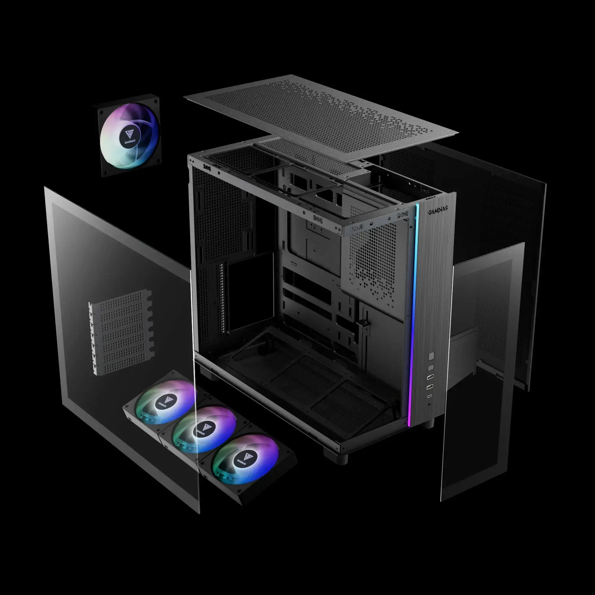 Gamdias кутия Case ATX - ATLAS M4 - A-RGB, USB-C - image 9