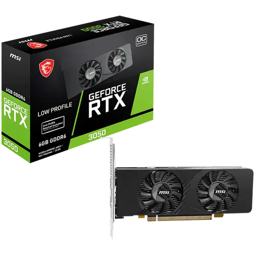 MSI Placă video Nvidia GeForce RTX 3050 LP E 6G OC, 2x HDMI, 1x DP, ventilator dublu, ATX - 1