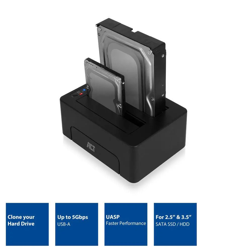 ACT Докинг стейшън AC1504, USB 3.1 Gen1 за 3.5"/2.5" HDD/SSD черен - image 4