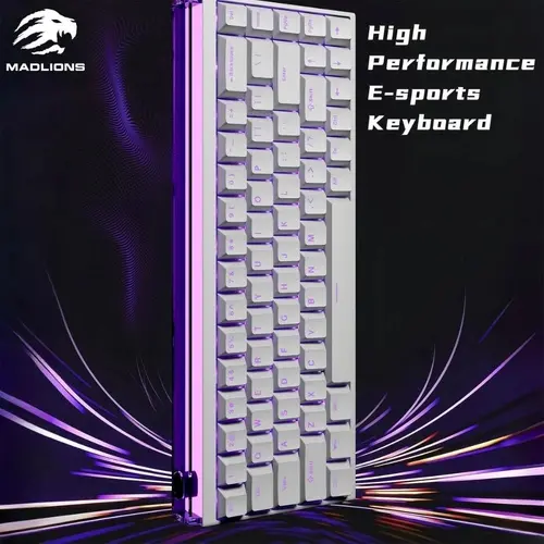 Madlions професионална геймърска механична клавиатура Professional Gaming Mechanical Keyboard NANO 68 WH - 8K, Magnetic Amber Pro Switches, (English US) - image 1