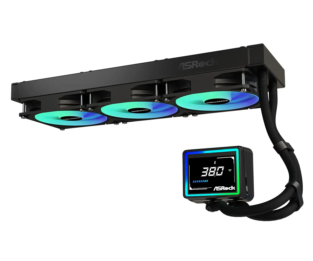 Asrock Challenger 360 Digital, AiO liquid cooler, ARGB, Digital display, 360 mm radiator, AM5, AM4, LGA1851, LGA1700, 90-ACLA36-BAAGA6, Black, 6Y - image 2