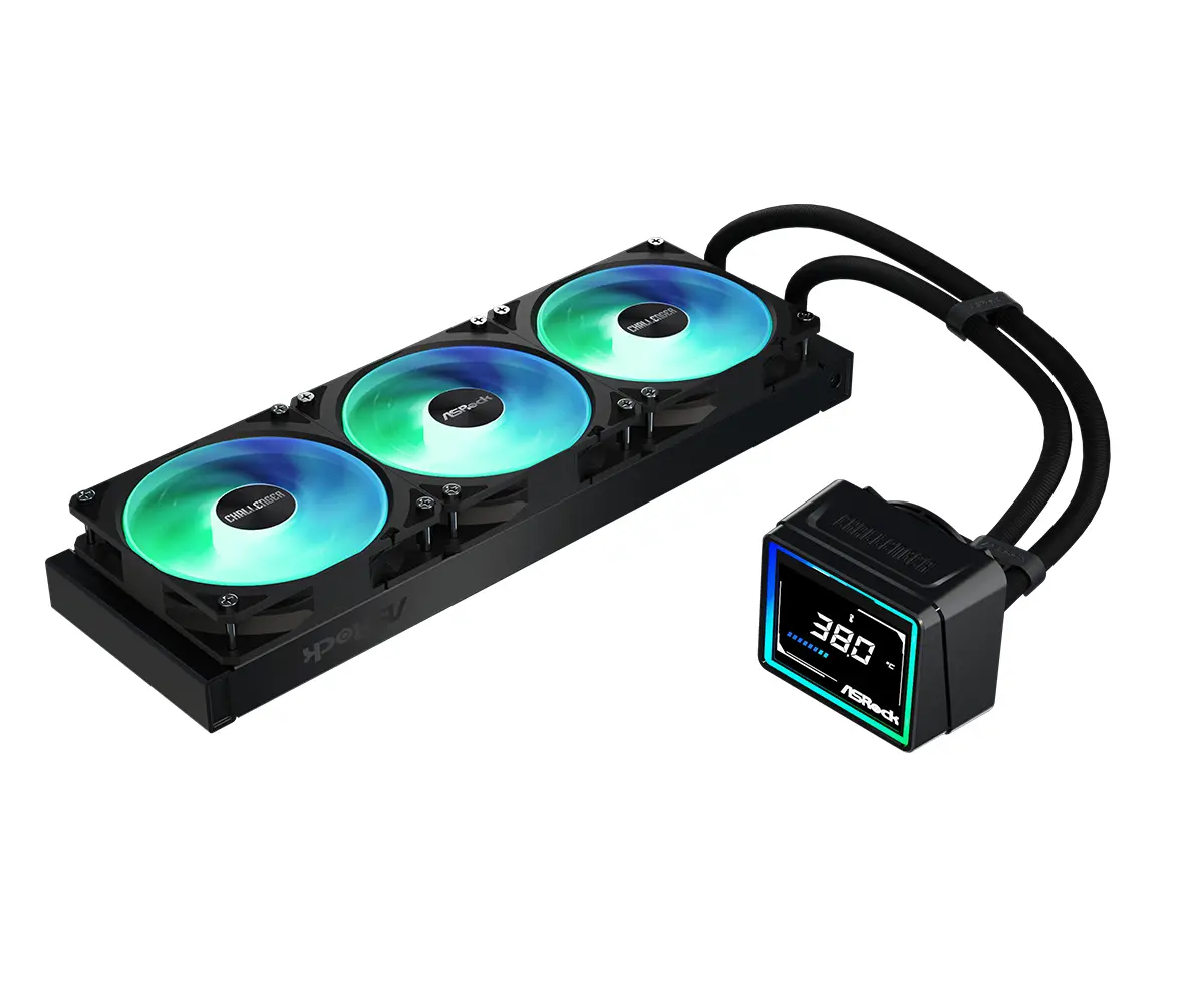 Asrock Challenger 360 Digital, AiO liquid cooler, ARGB, Digital display, 360 mm radiator, AM5, AM4, LGA1851, LGA1700, 90-ACLA36-BAAGA6, Black, 6Y - image 3