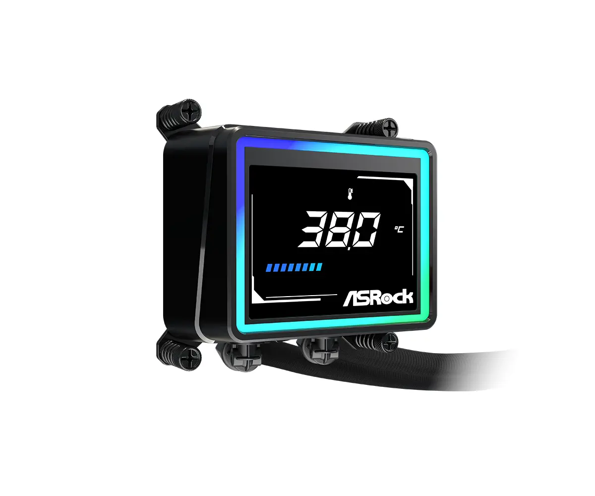 Asrock Challenger 360 Digital, AiO liquid cooler, ARGB, Digital display, 360 mm radiator, AM5, AM4, LGA1851, LGA1700, 90-ACLA36-BAAGA6, Black, 6Y - image 4