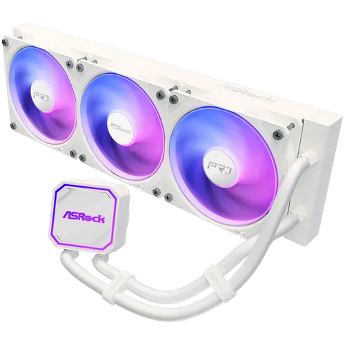 Asrock Pro White 360 ARGB, υγρόψυξη AiO, ψυγείο 360 mm, AM5, AM4, LGA1851, LGA1700, 90-APRA36-WAAGA6, λευκό, 6Y - 3