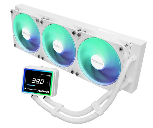 Asrock Challenger White 360 Digital, AiO liquid cooler, ARGB, Digital display, 360 mm radiator, AM5, AM4, LGA1851, LGA1700, 90-ACLA36-WAAGA6, White, 6Y - image 1