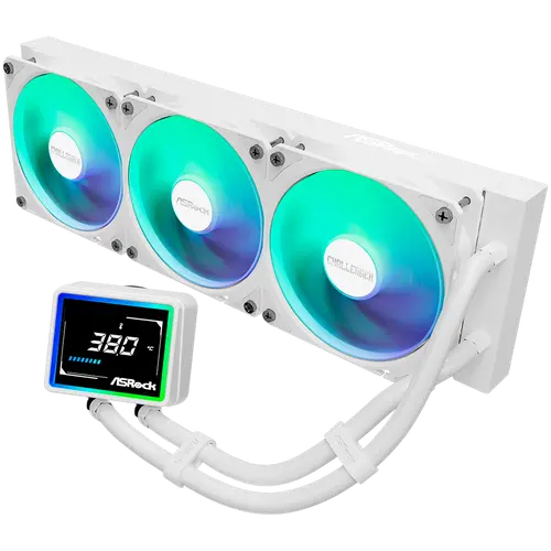 Asrock Challenger White 360 Digital, răcire cu lichid AiO, ARGB, afișaj digital, radiator de 360 mm, AM5, AM4, LGA1851, LGA1700, 90-ACLA36-WAAGA6 - 2