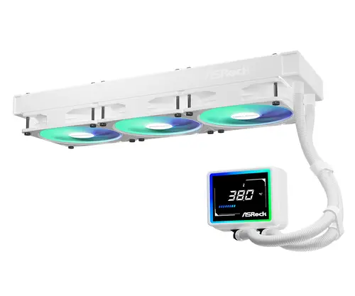 Asrock Challenger White 360 Digital, AiO liquid cooler, ARGB, Digital display, 360 mm radiator, AM5, AM4, LGA1851, LGA1700, 90-ACLA36-WAAGA6, White, 6Y - image 2