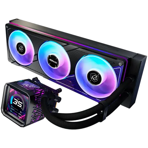Asrock PHANTOM GAMING 360 LCD, AiO liquid cooler, ARGB, IPS LCD, 360 mm radiator, AM5, AM4, LGA1851, LGA1700, 90-APGA36-BAAGA5, 6Y - image 1