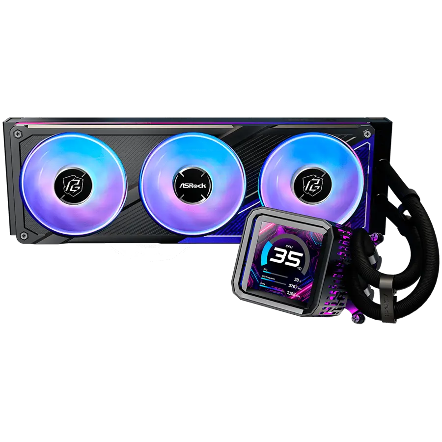 Asrock PHANTOM GAMING 360 LCD, AiO liquid cooler, ARGB, IPS LCD, 360 mm radiator, AM5, AM4, LGA1851, LGA1700, 90-APGA36-BAAGA5, 6Y - image 2
