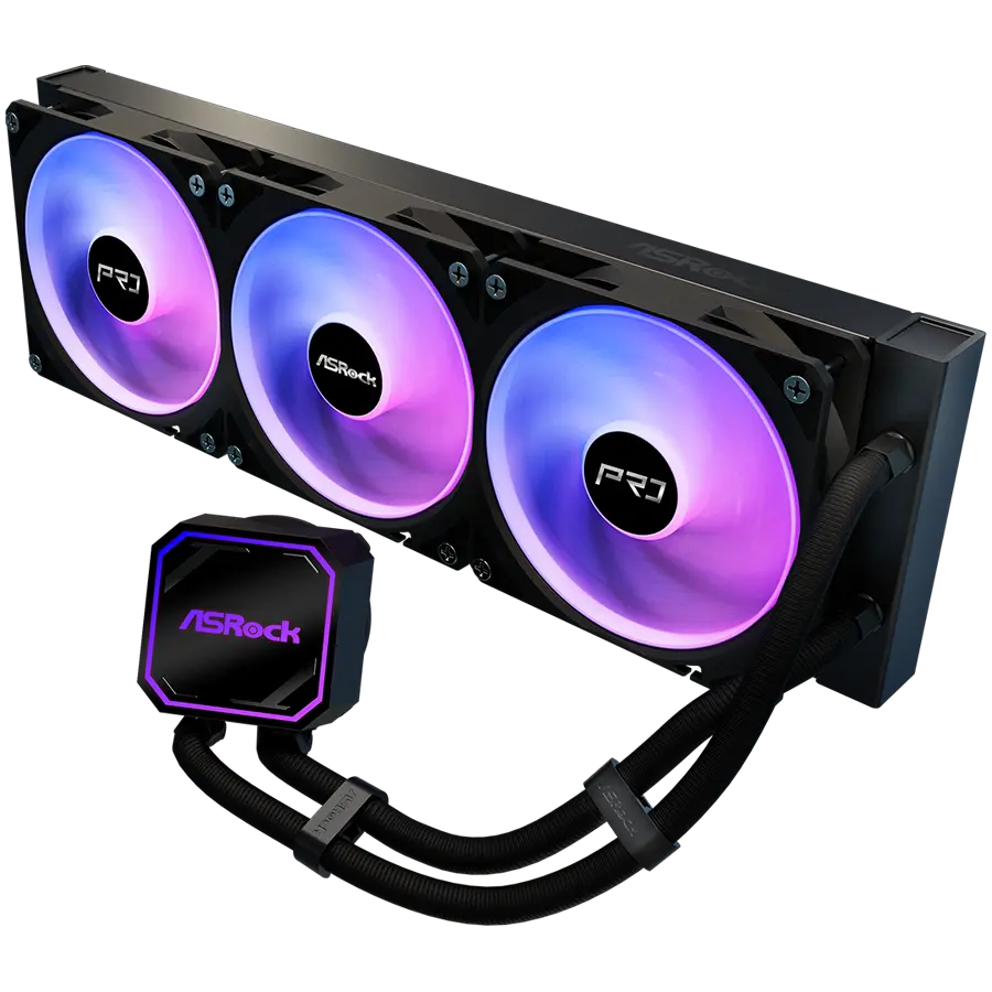Asrock Pro 360 ARGB, υδρόψυξη AiO, ψυγείο 360 mm, AM5, AM4, LGA1851, LGA1700, 90-APRA36-BAAGA6, Μαύρο, 6Y - image 2