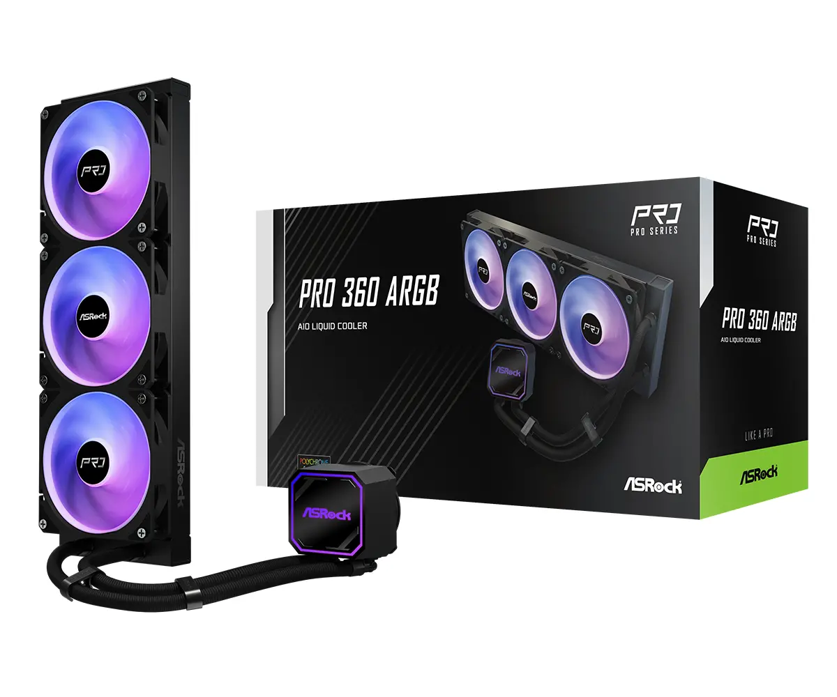 Asrock Pro 360 ARGB, AiO liquid cooler, 360 mm radiator, AM5, AM4, LGA1851, LGA1700, 90-APRA36-BAAGA6, Black, 6Y - image 5