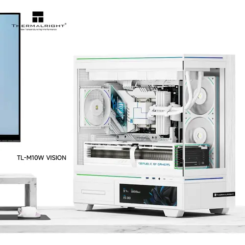 Thermalright кутия Case mATX - TL-M10 Vision White - 4 x 120 mm ARGB included, 9.16 inch LCD Display, USB-C - image 1