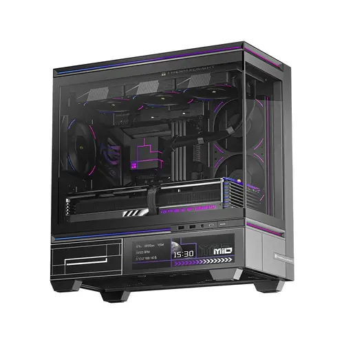 Θήκη Thermalright mATX - TL-M10 Vision Μαύρο - 4 x 120 mm ARGB συμπεριλαμβάνονται, οθόνη LCD 9.16 ιντσών, USB-C - 1