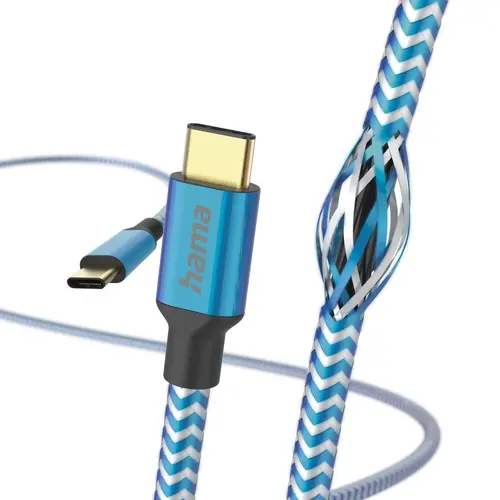 Καλώδιο "Relfective" USB-C αρσενικό – USB-C αρσενικό, 1.5μ, 480Mb/s, μπλε - 1