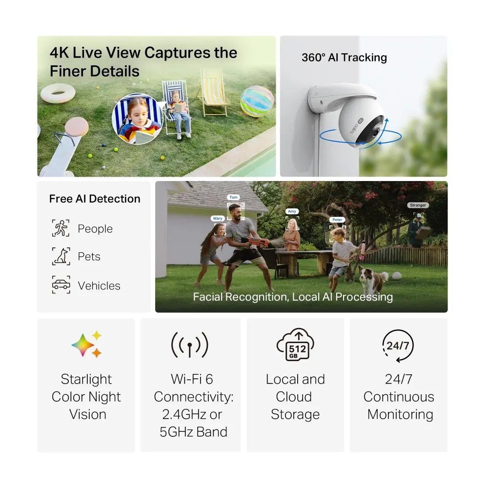 Κάμερα TP-Link Tapo C560WS, Pan/Tilt ασφαλείας, 4K, Wi-Fi, ημέρας/νύχτας, Micro SD, εξωτερικού χώρου - image 1