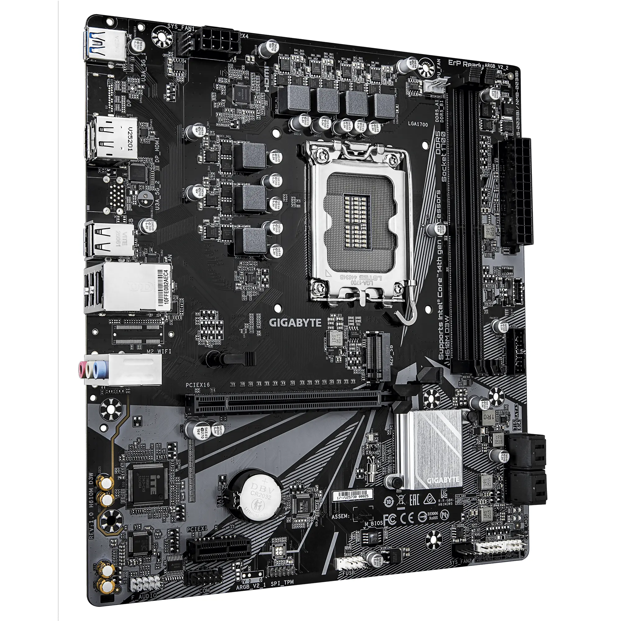 Дънна платка GIGABYTE H610M D3W Socket 1700, DDR5, Micro ATX - image 1