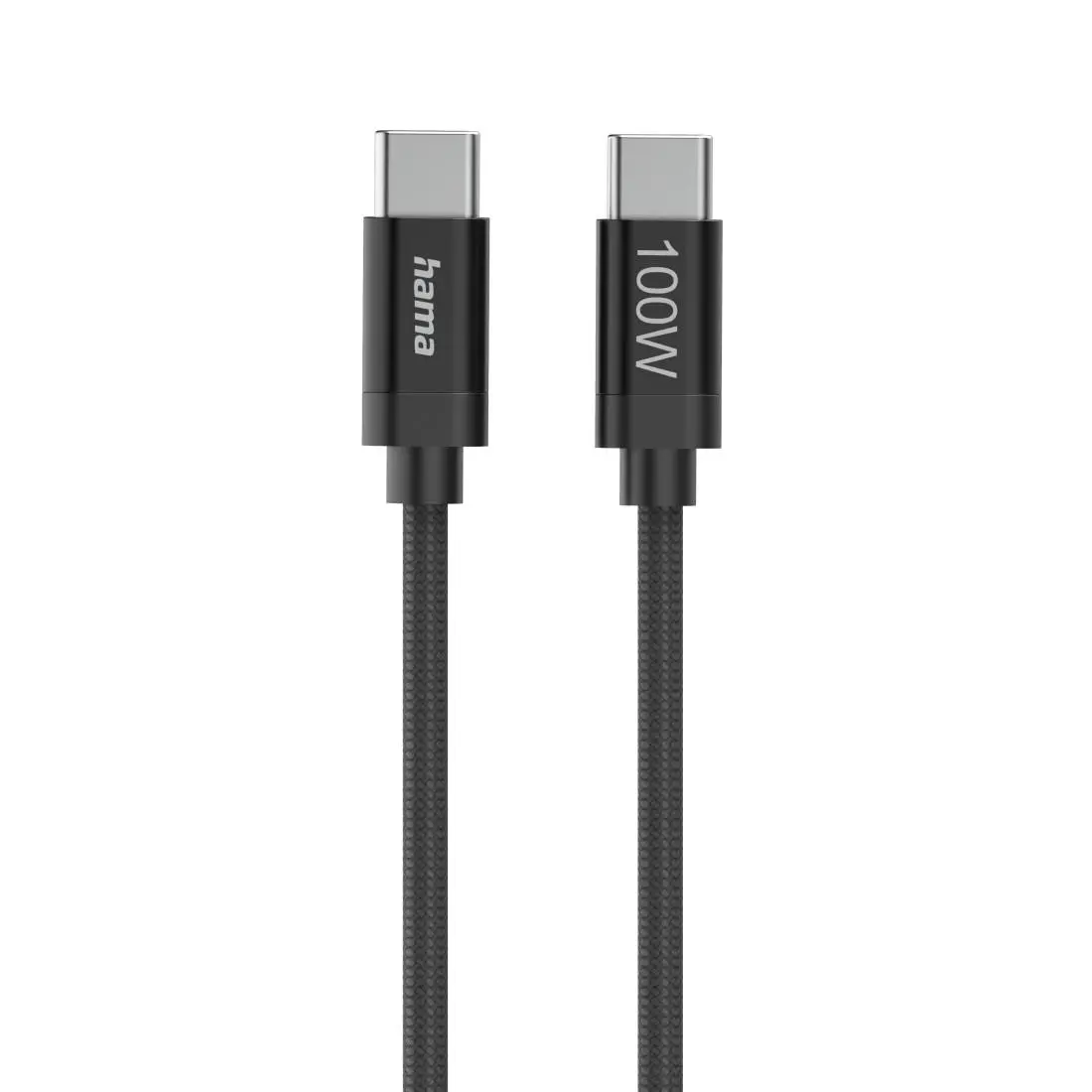 Hama Cablu de încărcare, "Fabric", USB-C - USB-C, 100 W, 1.5 m, Nylon, negru