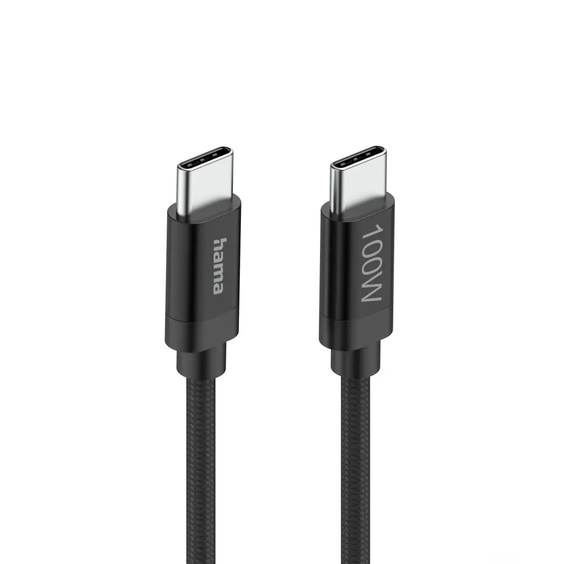 Hama Кабел за зареждане, "Fabric", USB-C - USB-C, 100 W, 1.5 m, Nylon, black - image 1