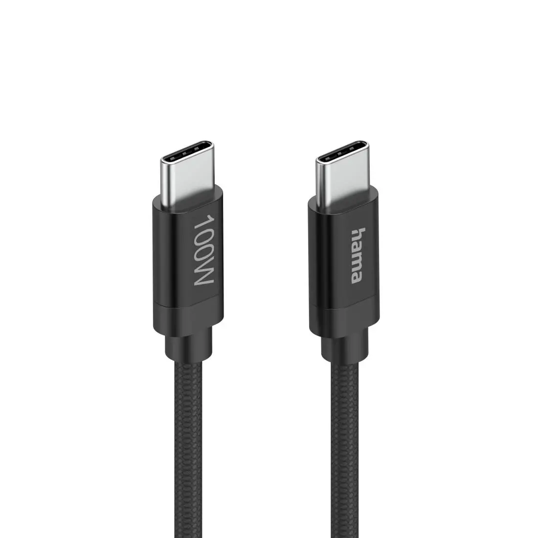 Hama Кабел за зареждане, "Fabric", USB-C - USB-C, 100 W, 1.5 m, Nylon, black - image 2