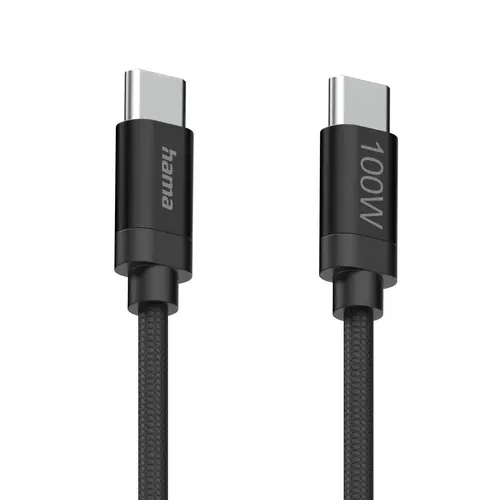Hama Кабел за зареждане, "Fabric", USB-C - USB-C, 100 W, 1.5 m, Nylon, black - image 4